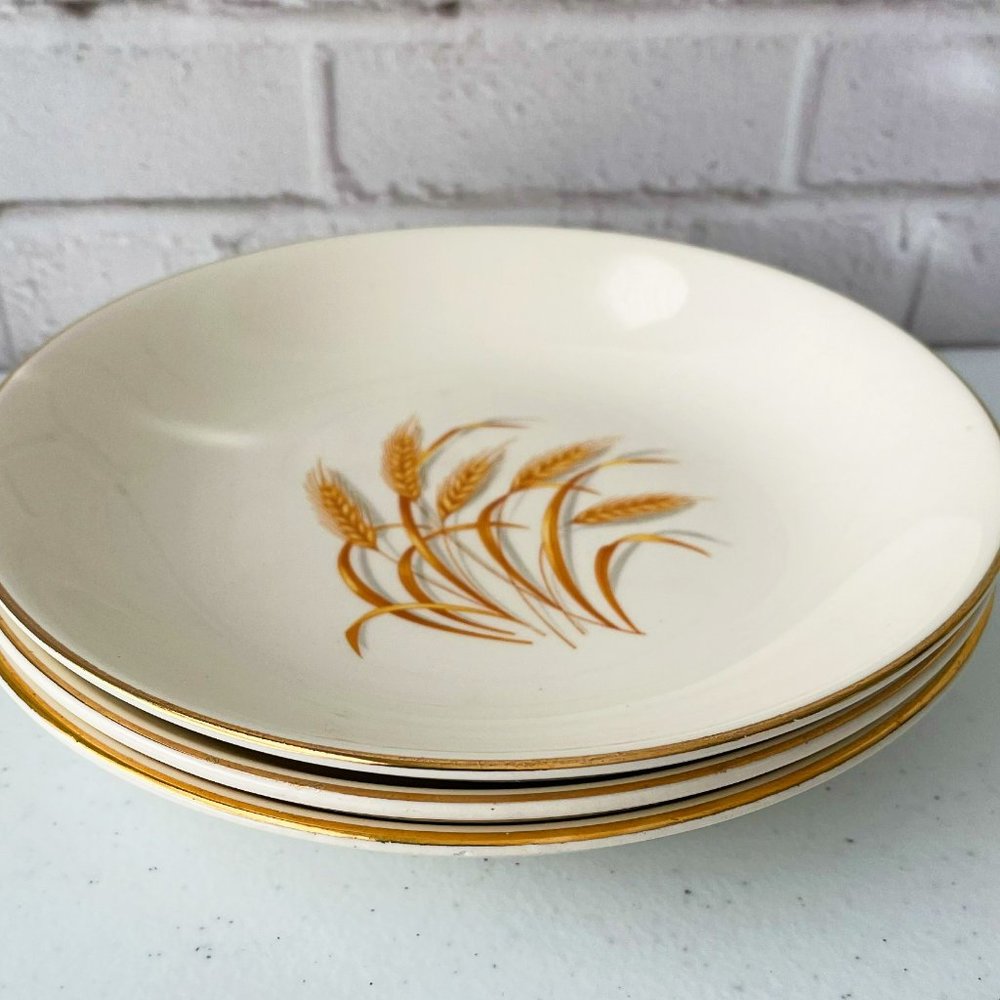 Vintage Homer Laughlin Golden Wheat Soup Bowls 7 1/2" Salad Pasta Set of 3 MCM